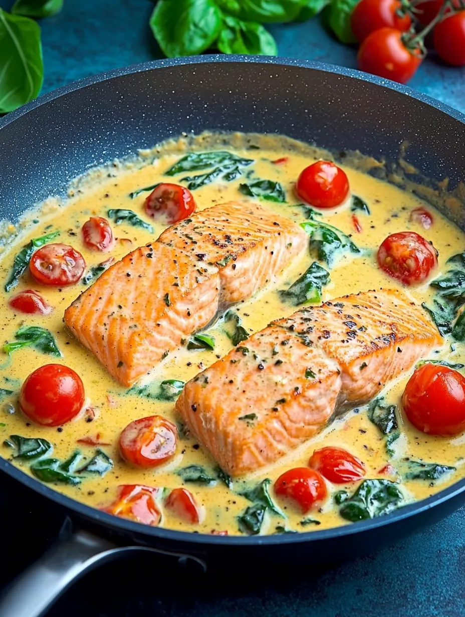 Ein Foto von Lachs in Parmesansauce mit Kokosreis.