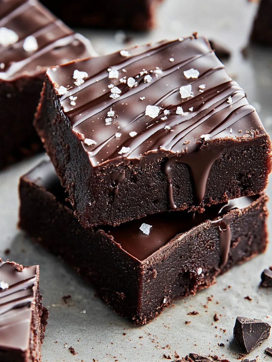 Ein Stück 5-Zutaten-Brownie mit Schokoladensoße.