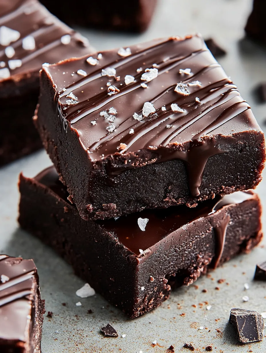 Ein Stück 5-Zutaten-Brownie mit Schokoladensirup auf einer Platte.