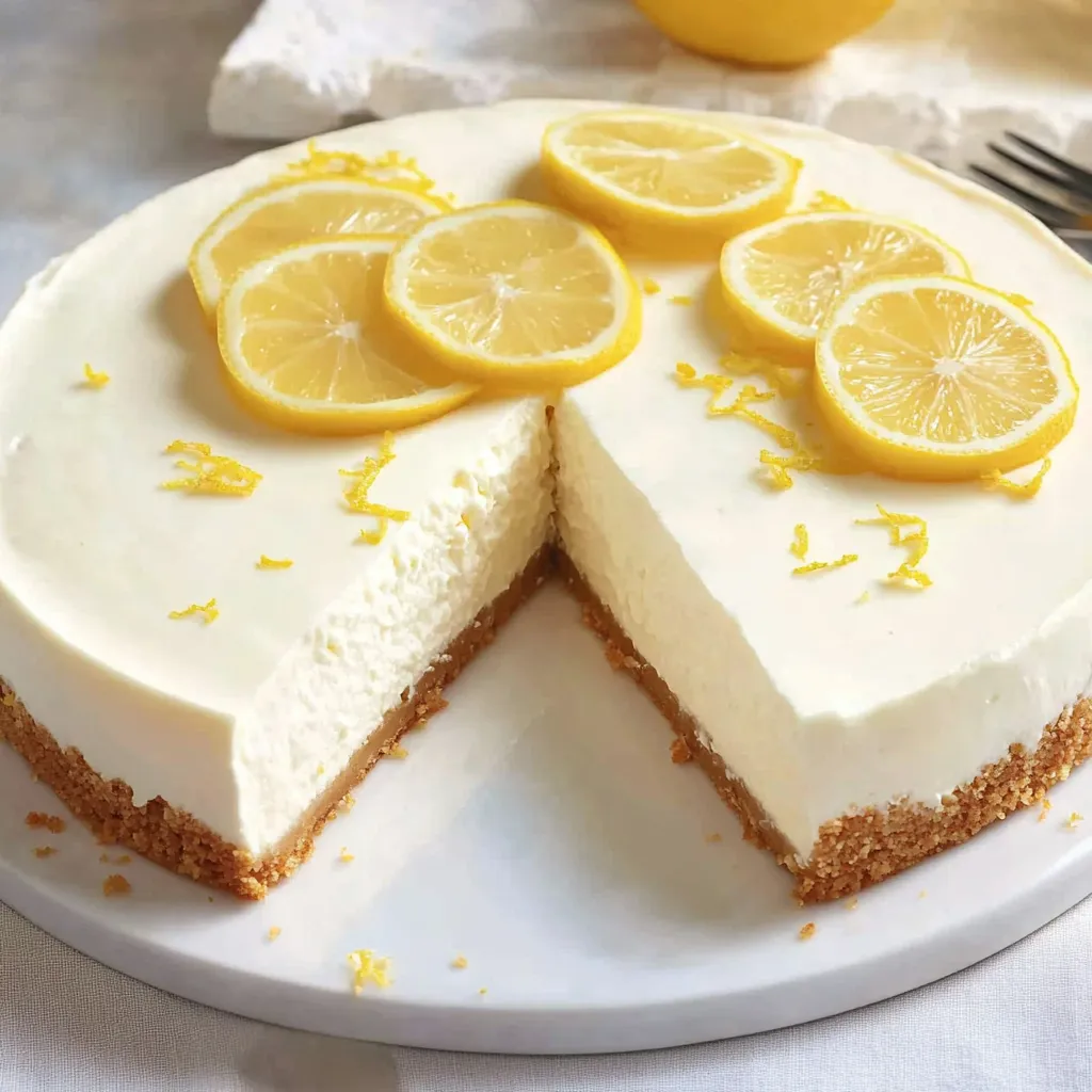 Ein Frischkäse-Kuchen ohne Backen mit lemonen Zitronen als Zutaten.