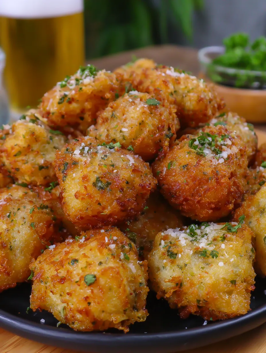 Eine Platte mit frisch zubereiteten, knusprigen, frittierten oder gebackenen, mit Parmesan belegten Kichererbsen.