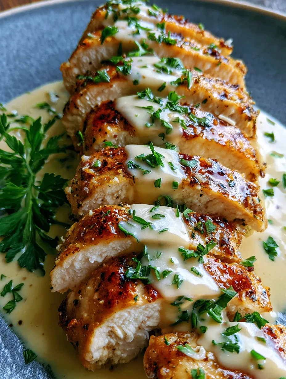 Eine Schüssel mit einer Portion von Chicken, die mit Sauce und Kräutern garniert ist.