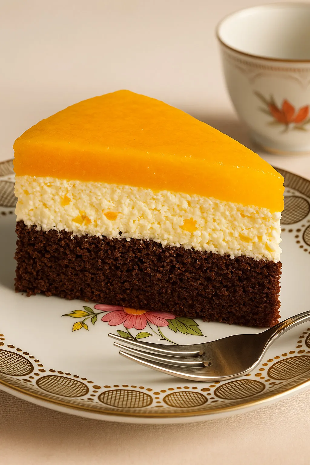 Eine Schokoladencake mit Schokoladenglasur auf einem Teller.