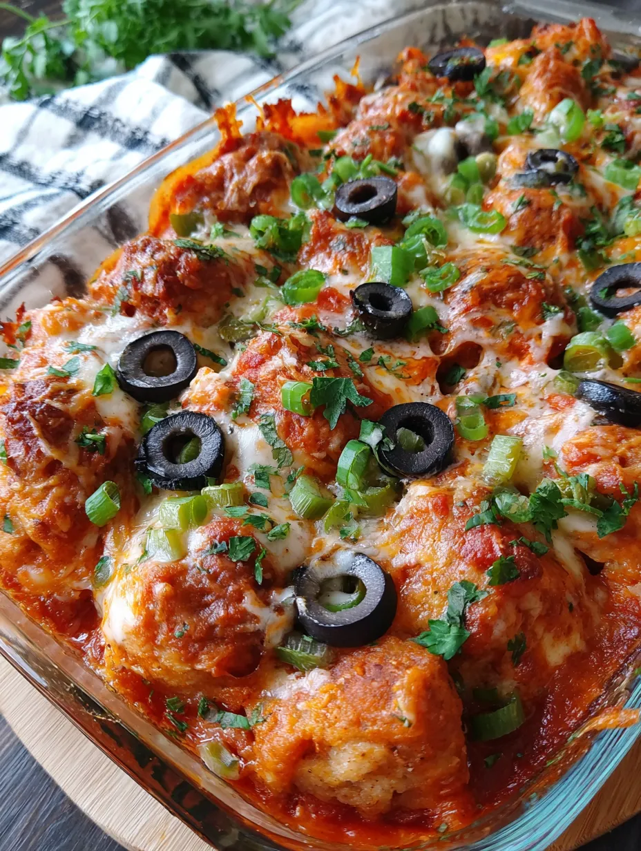 Ein Glas mit einer Lasagne, die mit Oliven, Zwiebeln und Tomaten zubereitet wurde.