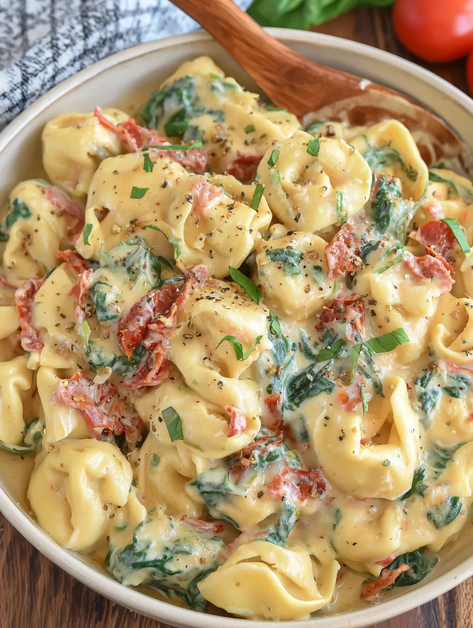 Ein BOWL FULL OF Pasta mit Tomaten, Spinach und Käse.