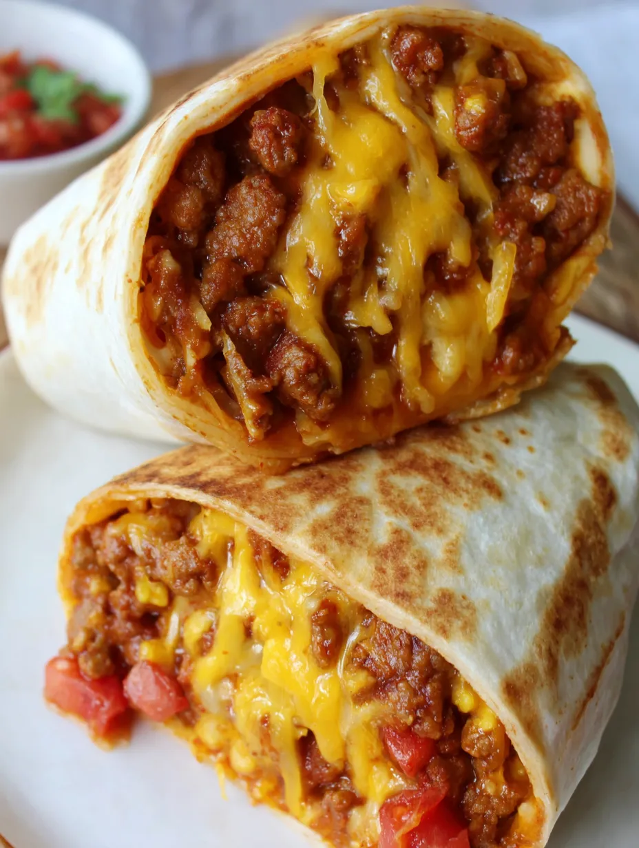 Ein Burrito mit Käse und Tomaten auf einem Teller.