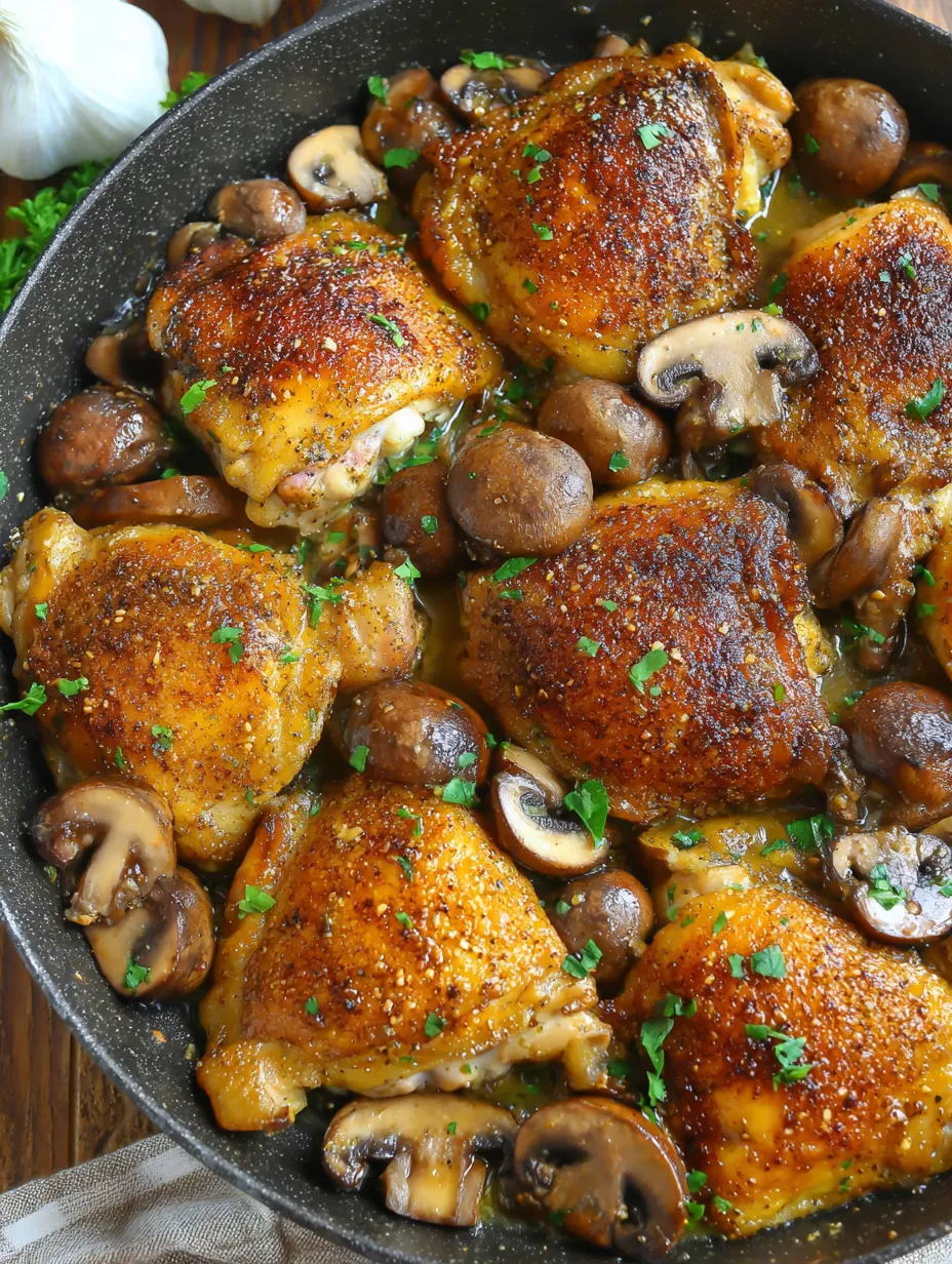 Ein Schalen mit Chicken und Champignons.