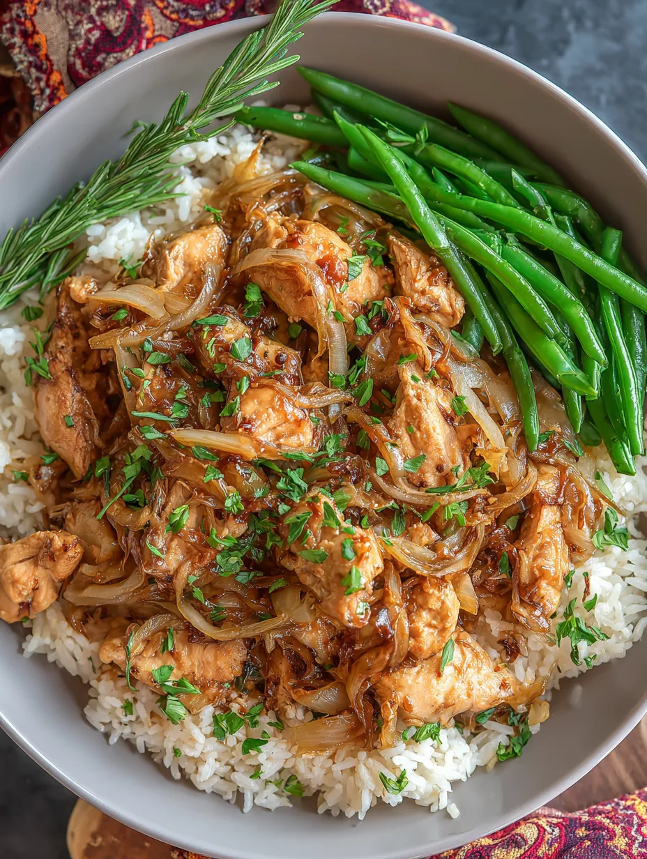 Ein Schüssel mit Rice und Gemüse, darunter Zwiebeln und Onions, auf einem Tisch.