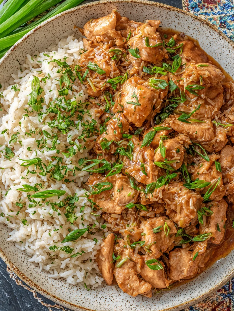 Ein Bild von einer Schüssel mit Reis und Chicken.