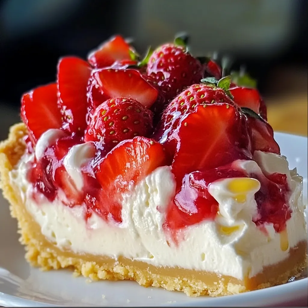 Eine Strawberry-Kuchen-Topping mit Strawberries und Vanille-Eis.