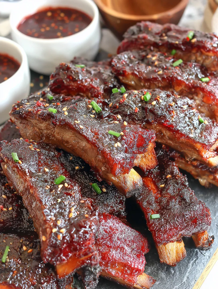 Eine Tafel mit BBQ Ribs, die in verschiedenen Stücken aufgeteilt sind.