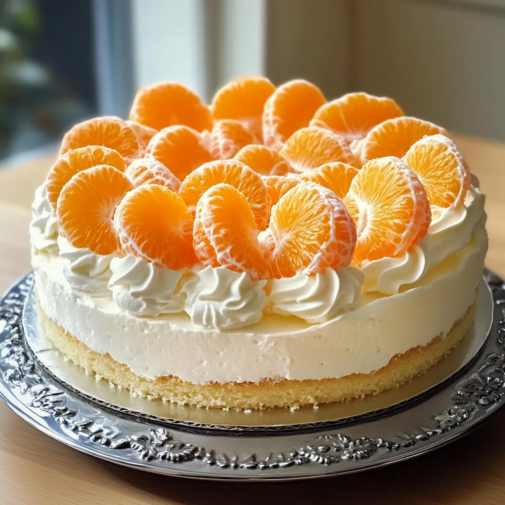 Eine Tafel mit einer Orange-Zitrus-Konfekt-Torte, die mit Orangenscheiben und Zitronen geschmückt ist.