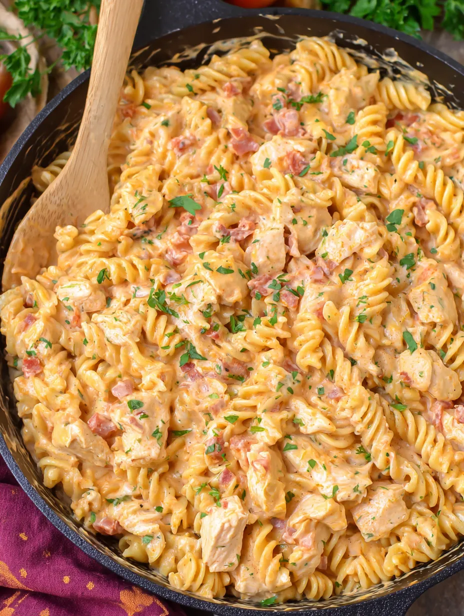 Ein Schalen mit Pasta und Zwiebeln.