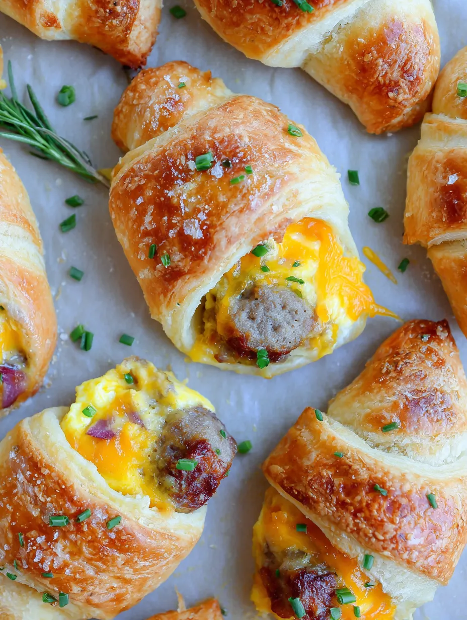 Eine Reihe von Croissants mit Käse und Kartoffeln.