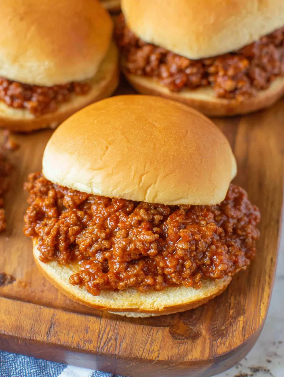 Eine Platte mit zwei Sandwiches, die mit Sauce und Fleisch gefüllt sind.