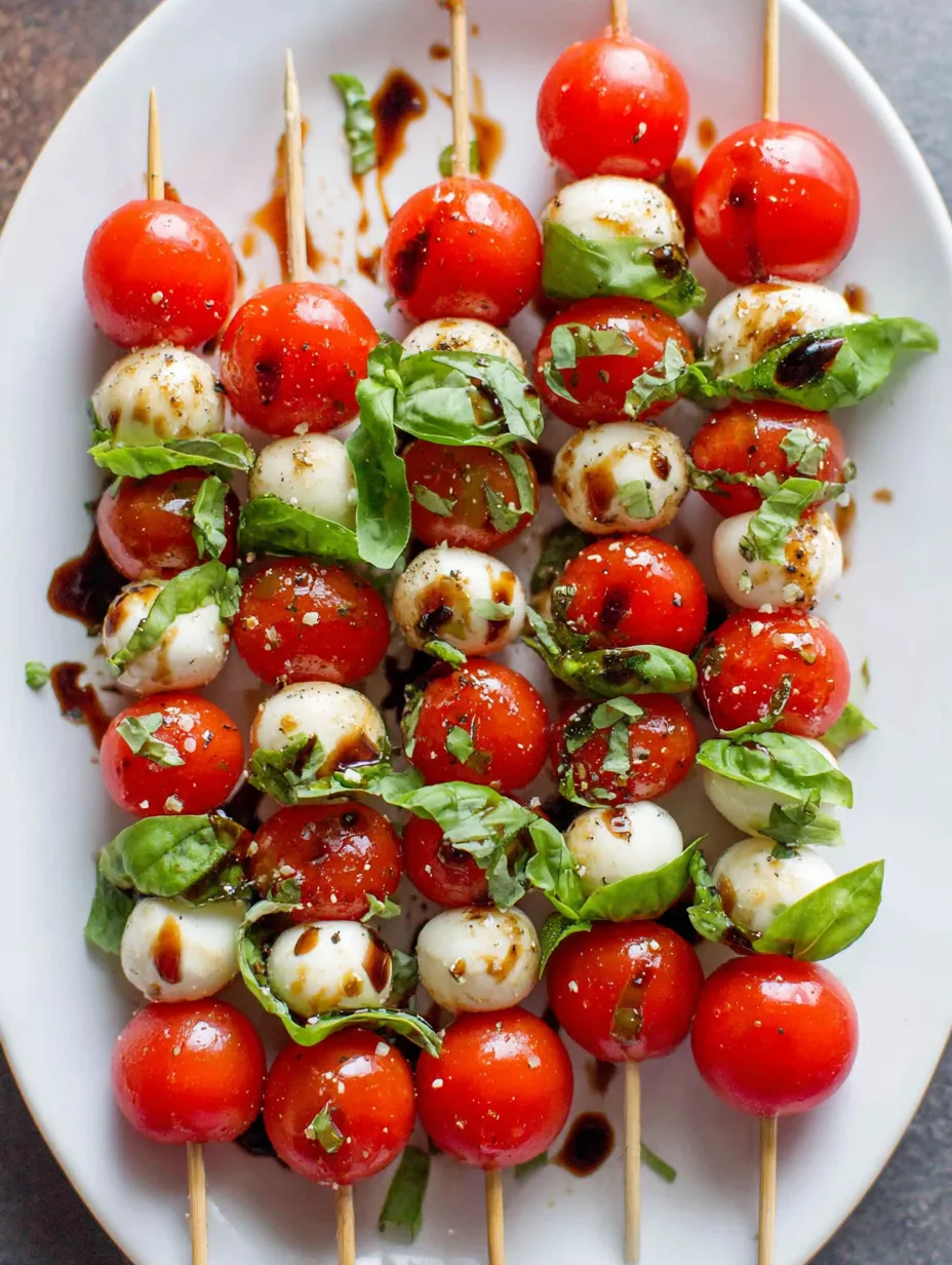 Eine Platte mit frischen Tomaten, Mozzarella und Basilikum.