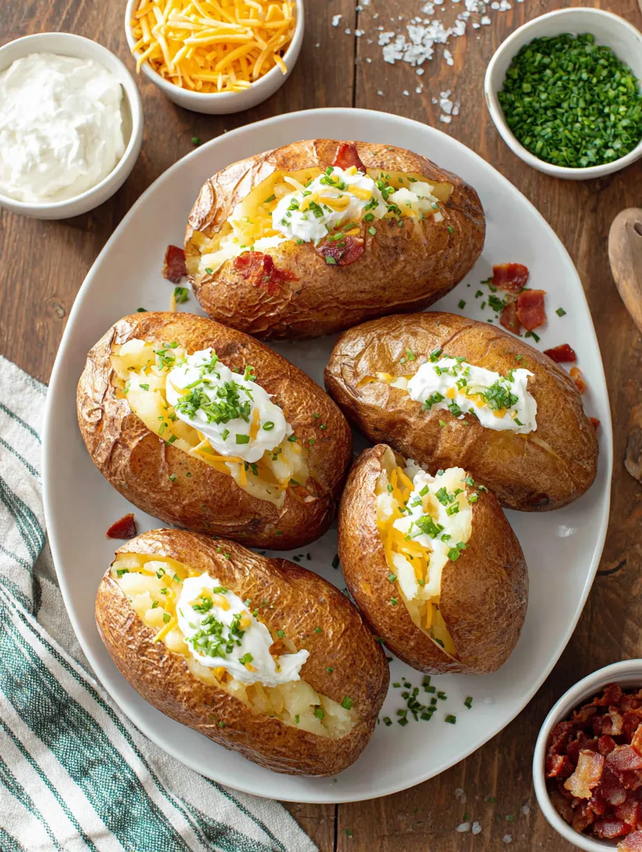 Eine Platte mit sechs gegrillten Paprika-Kartoffeln, die mit Mayonnaise und Kräutern garniert sind.