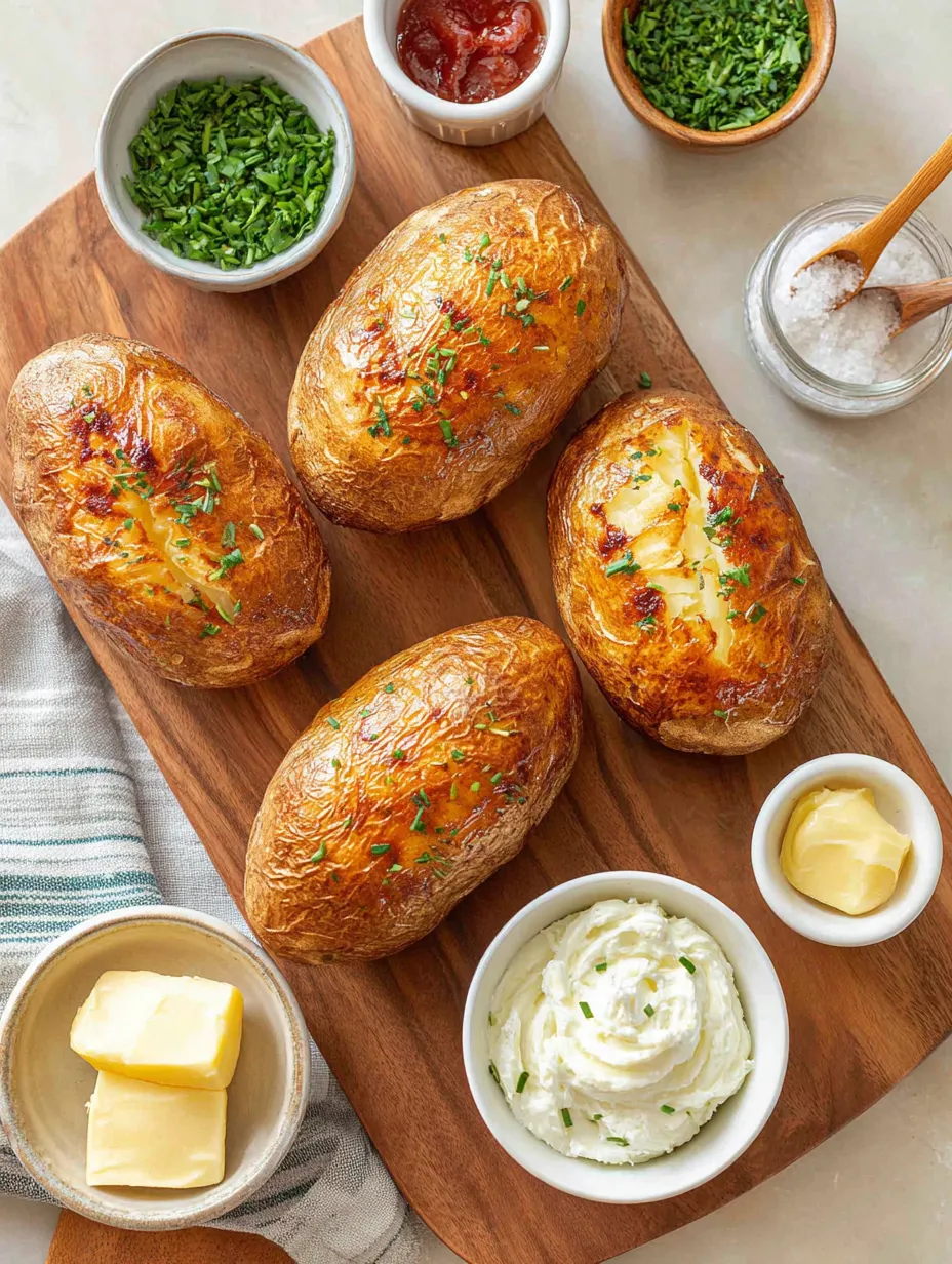 Eine Schüssel mit Butter, eine Schüssel mit Mayonnaise und eine Schüssel mit Kartoffeln auf einem Brett.