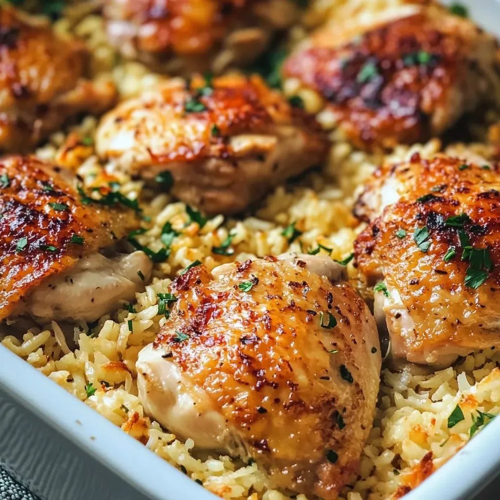 Ein weißer Teller mit einer Mischung aus Rice und Chicken.