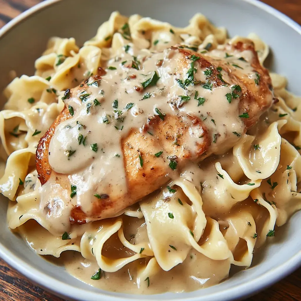 Ein Schafbraten mit Pasta und Sauce auf einem Teller.