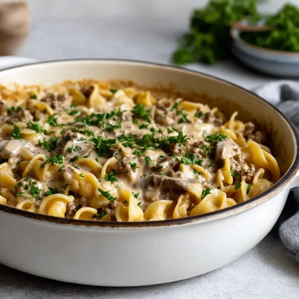 Ein Bohneneintopf mit Kartoffeln und Zwiebeln.