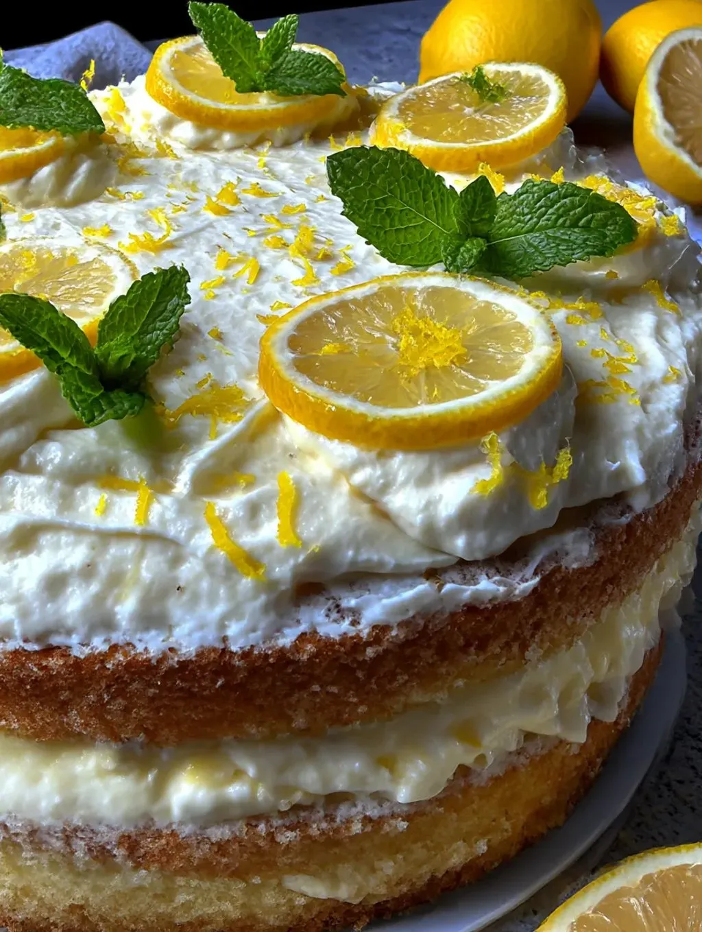 Ein leckeres Limoncello Mascarpone Kuchen mit Zitrusgeschmack.