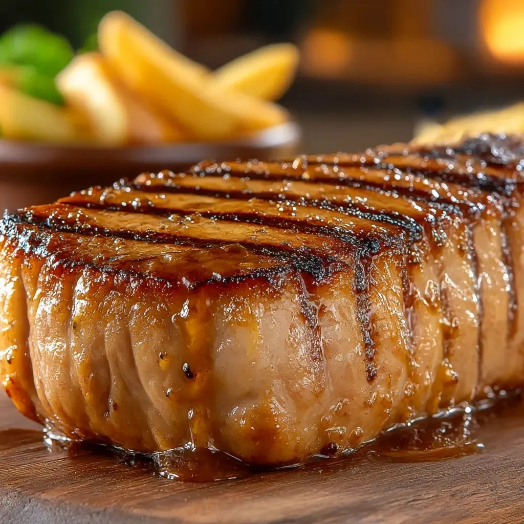 Ein Pork Chop auf einem Tisch, der von Texas Roadhouse serviert wurde.