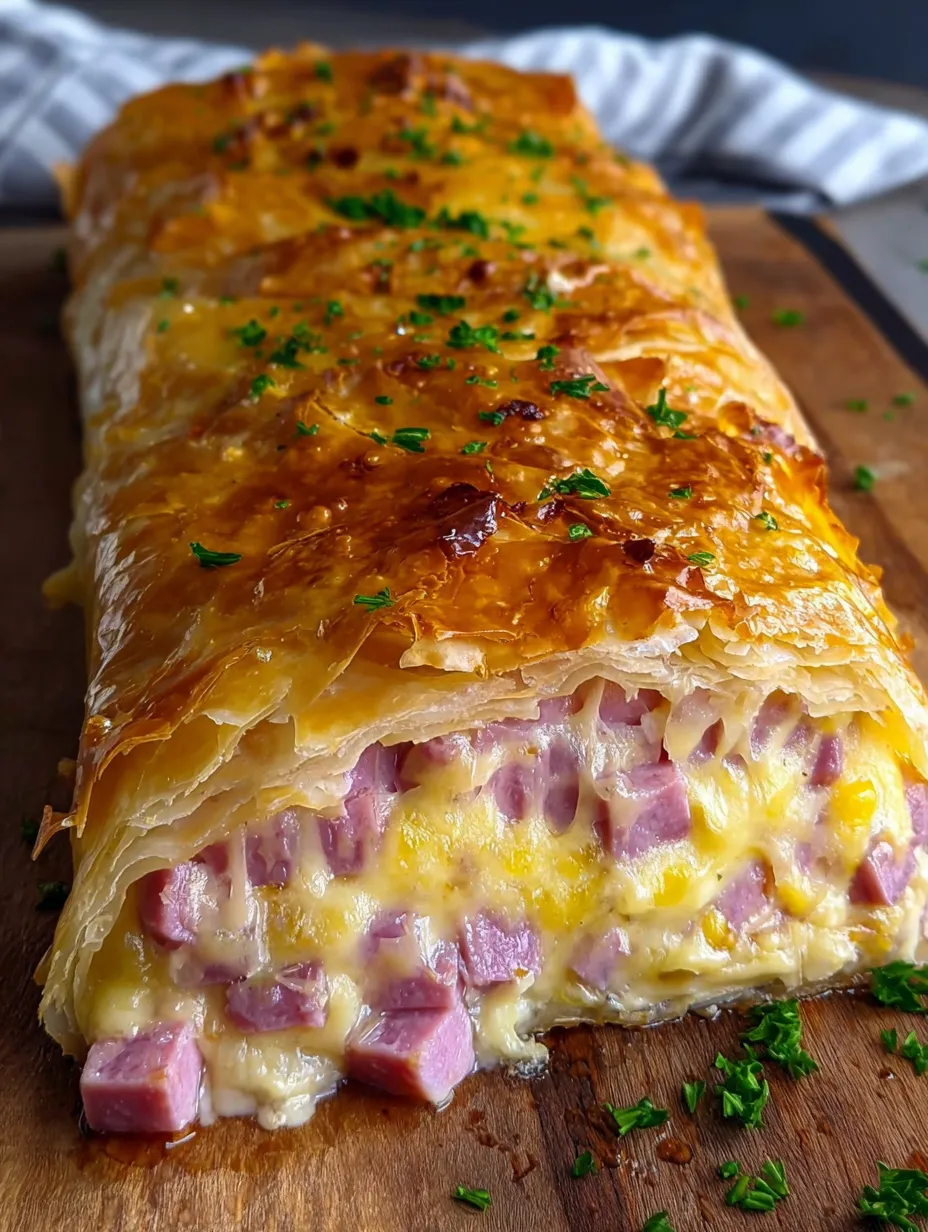 Ein großes, geschnittenes Sandwich mit Käse und Zwiebeln auf einem Tisch.