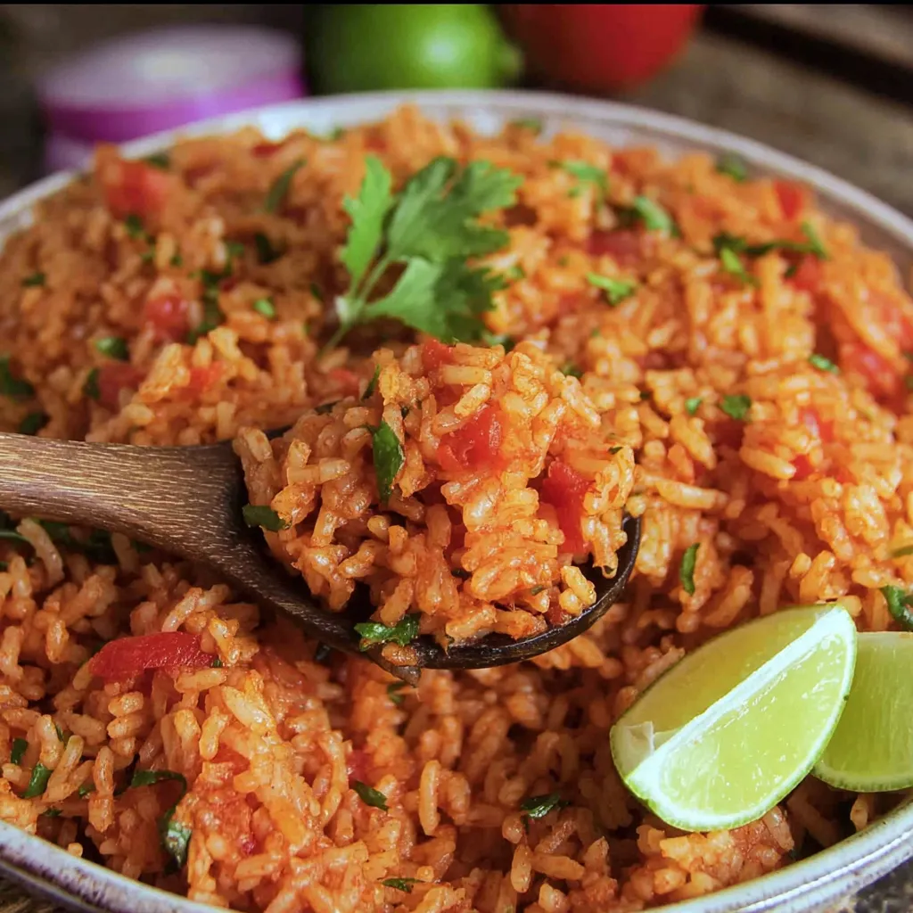 Ein Schälchen mit Rice und Tomaten.