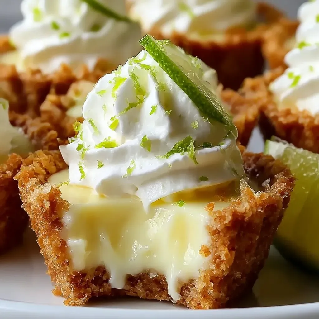 Ein kleiner, leckerer Key Lime Pie mit einer Schicht von Cream und Zitrone.