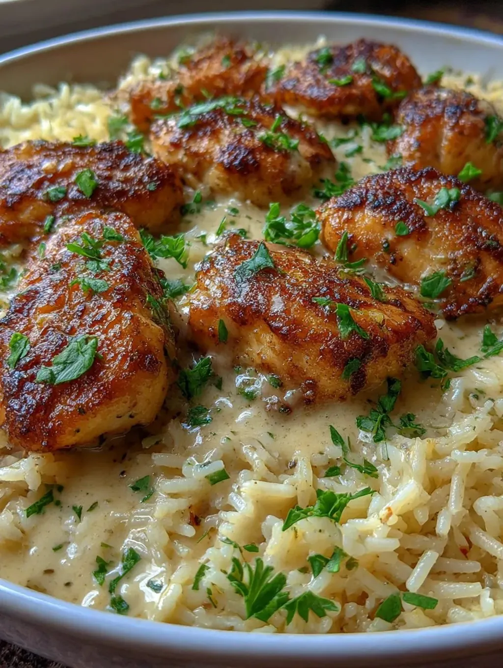Ein Bild von Chicken mit Garlic Parmesan Rice.
