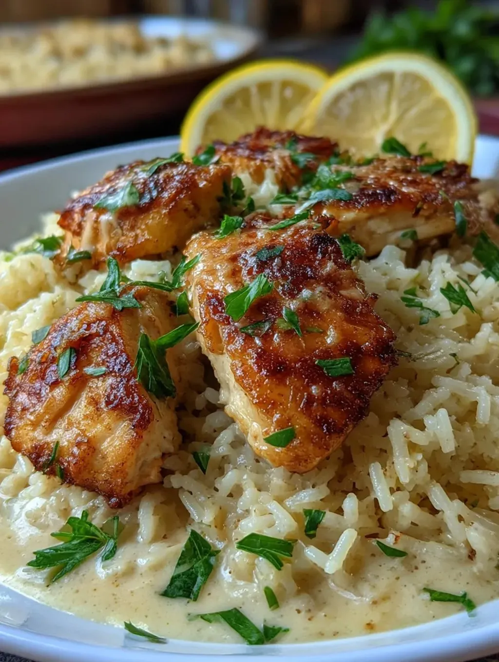 Ein Bild von Chicken mit Garlic Parmesan Rice.