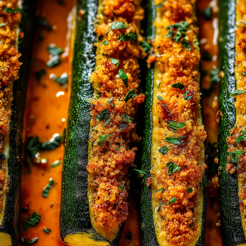 Zucchini mit Parmesan und Garlic.