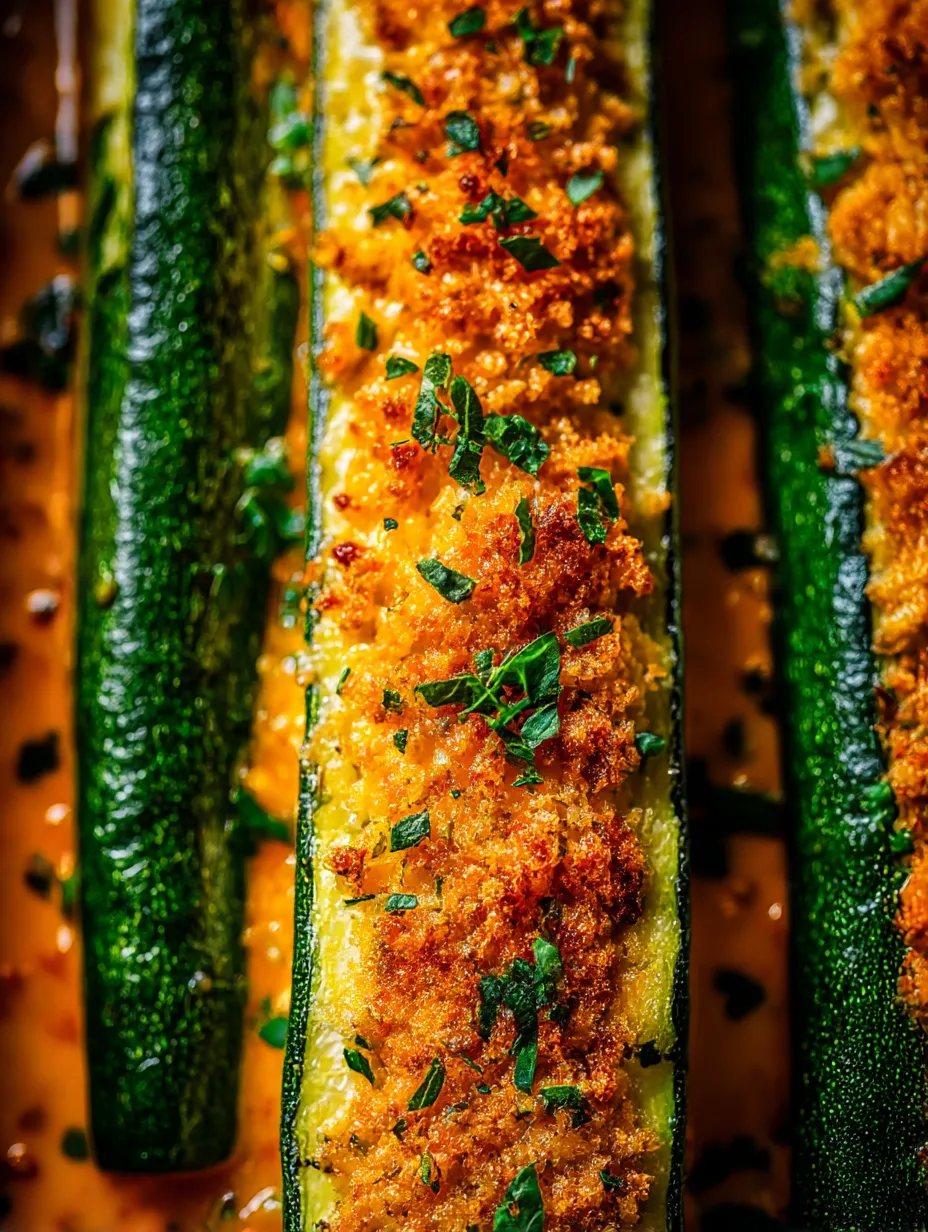 Ein Zucchini, der in einer Pfanne mit Garlic und Parmesan gegart wurde.