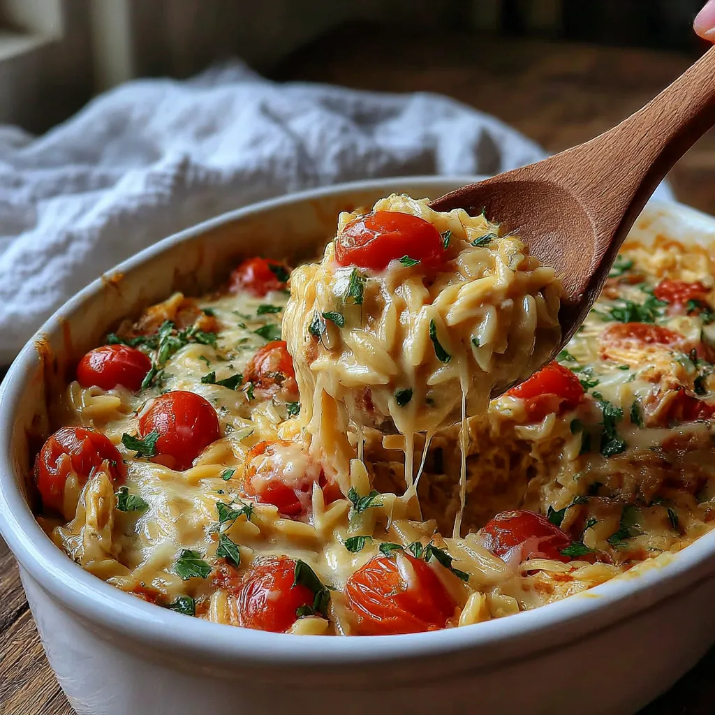 Ein Bogen aus Holz wird in ein Kartoffel-Tomaten-Pasta-Gericht gestoßen.