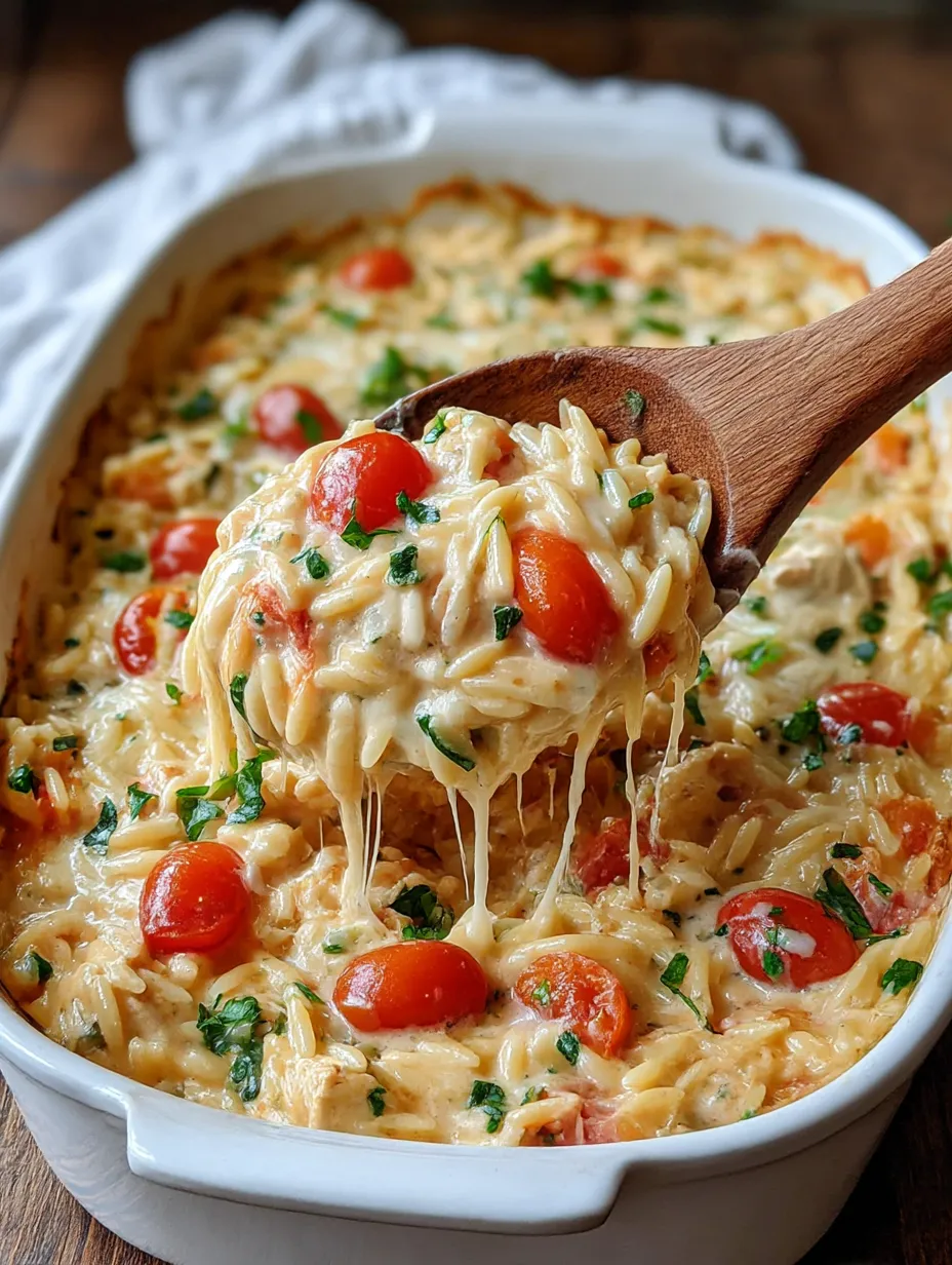 Ein Bohnenkonfekt mit Käse und Tomaten wird mit einer Gabel gegriffen.