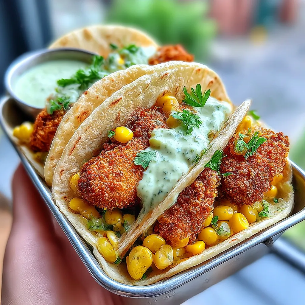 Ein Taco mit Fisch und Mayo auf einem Teller.