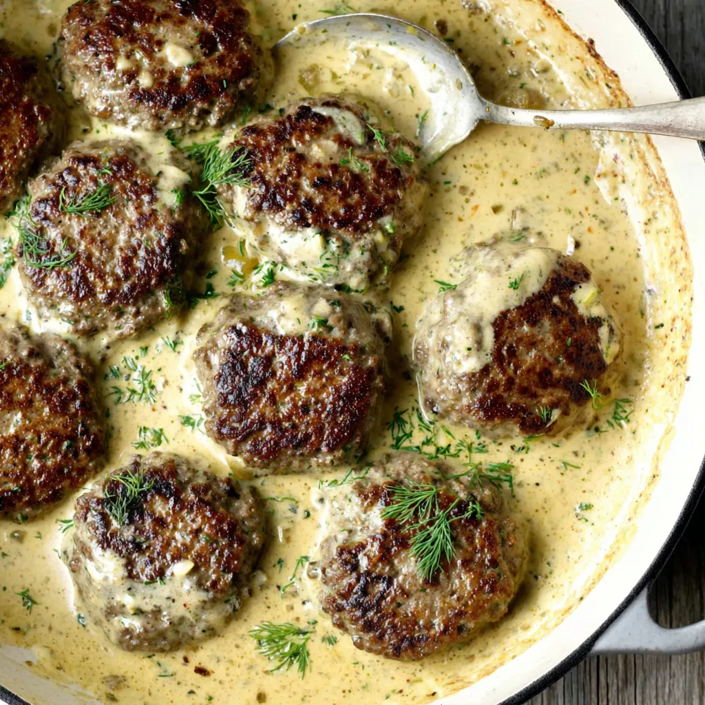 Ein Schmelztopf mit einer Mischung aus Sauce und Meatballs.