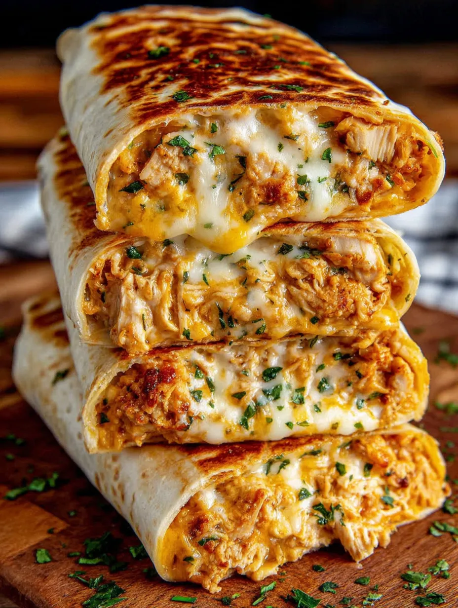 Eine Reihe von Tacos, die mit Käse und Chicken gefüllt sind, auf einem Tisch.