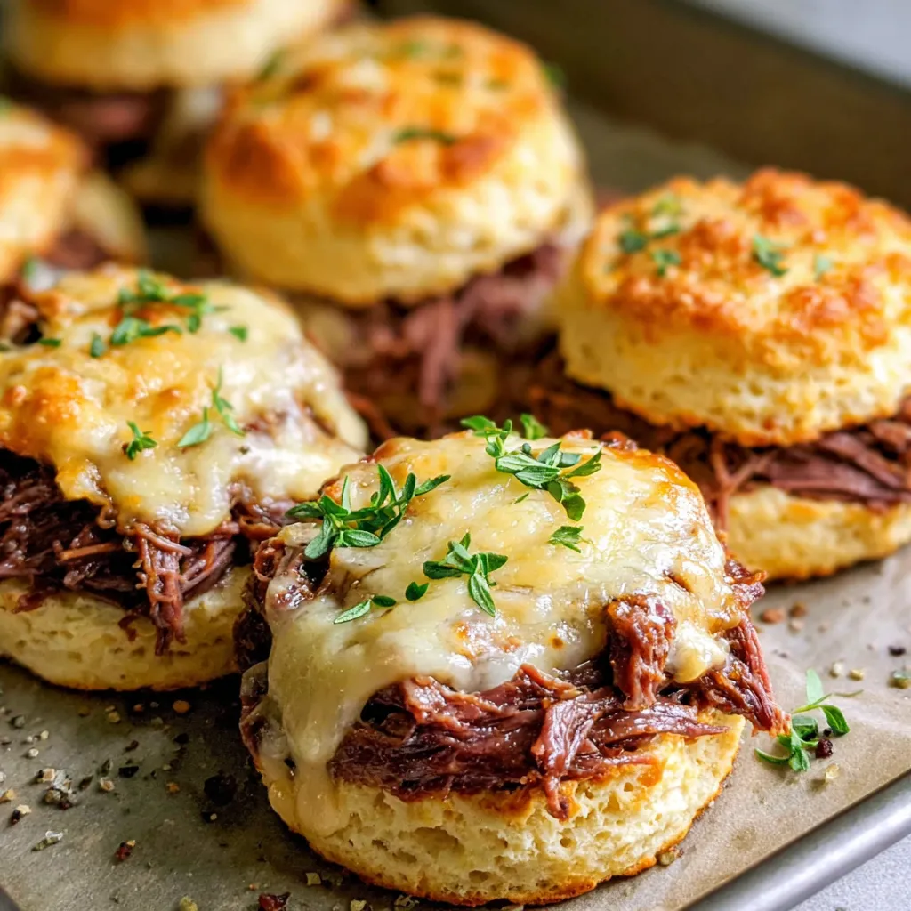 Eine Tasse mit sechs Sandwiches, die aus Käse, Fleisch und Brot bestehen.