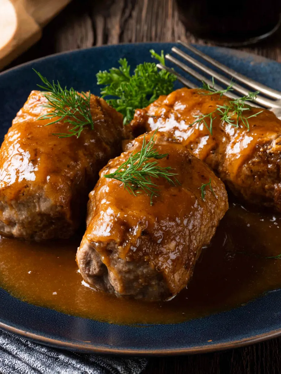 Ein Plate mit gegrillten Fleischstücken, die mit Sauce garniert sind.