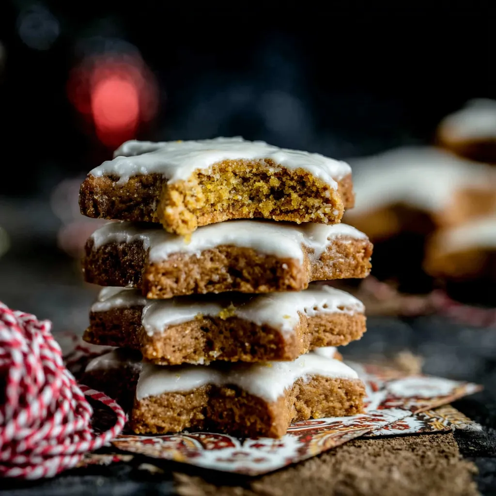 Eine Schicht aus Sandwiches mit weißem Zucker und Zitronensaft auf einem Tisch.