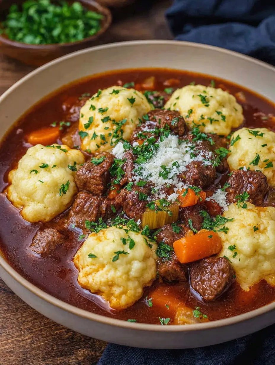 Ein Becher mit einer Mischung aus Fleisch, Kartoffeln und Zwiebeln.