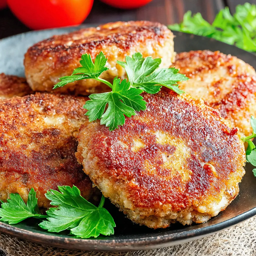 Eine Platte mit gegrillten Fleischstücken, die mit Parsley garniert sind.