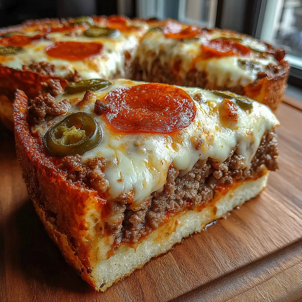 Ein Pizza mit Tomaten und Jalapen auf einem Tisch.
