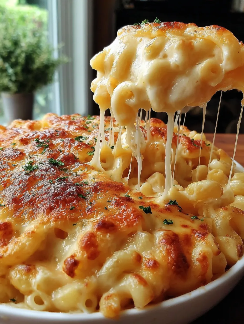 A bowl of macaroni and cheese.