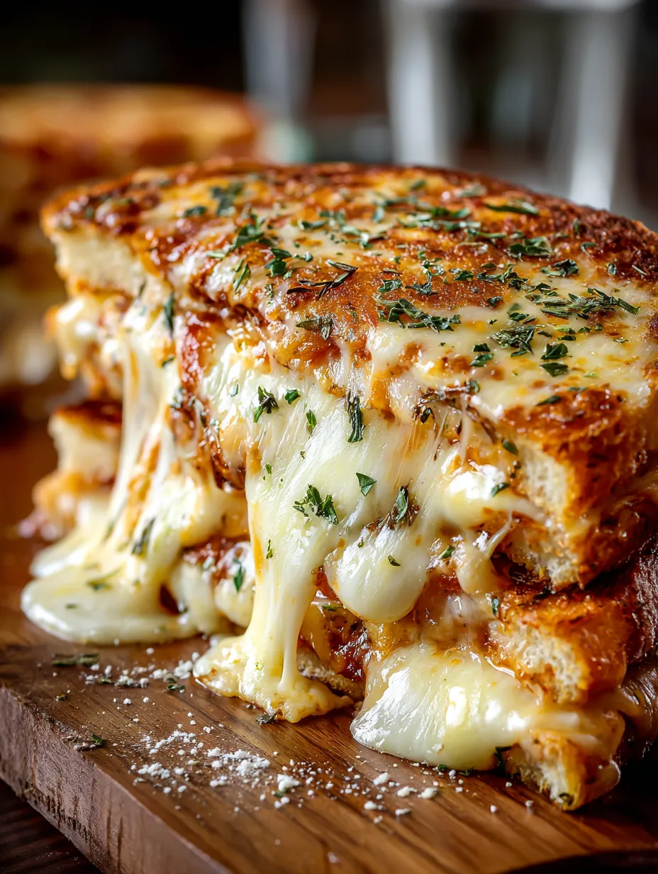 A cheese and meat sandwich on a wooden table.
