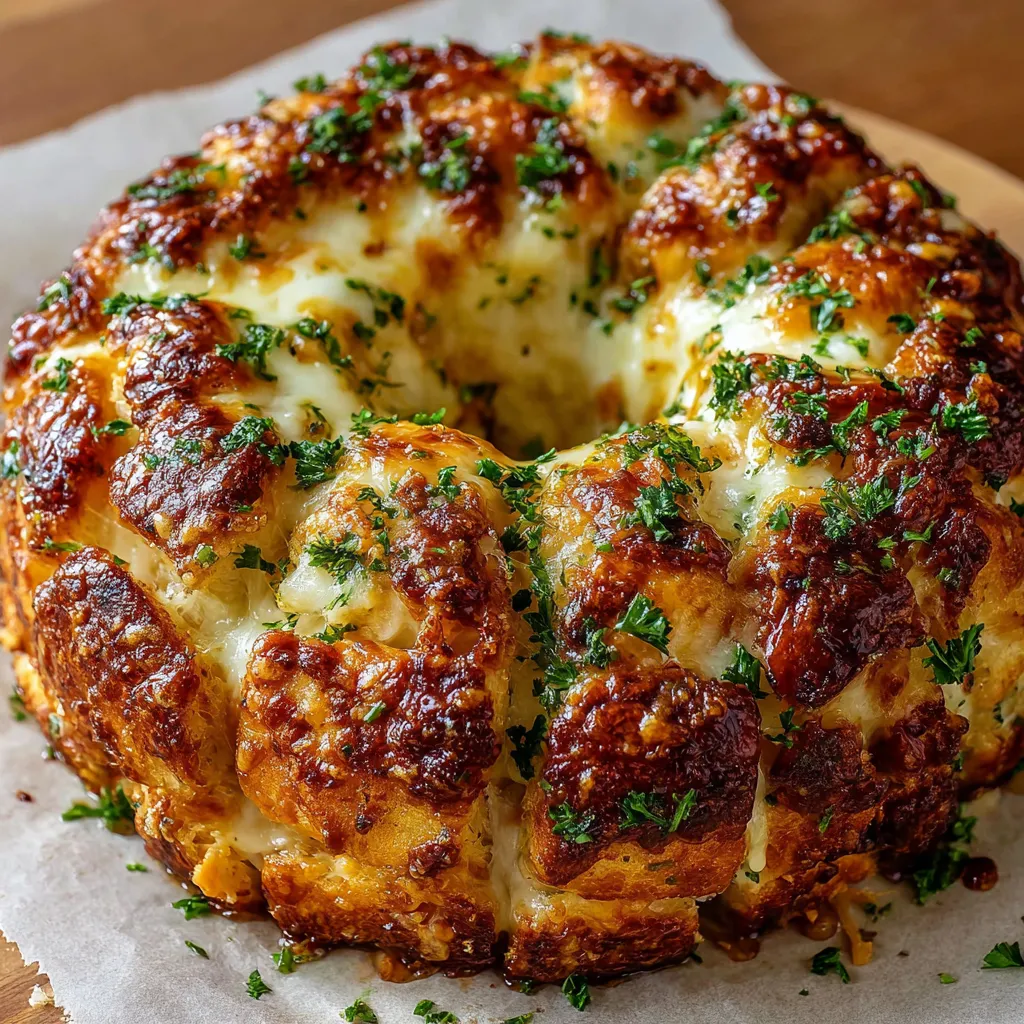 Ein gebackener Kuchen mit Zwiebeln und Käse auf einer Schüssel.