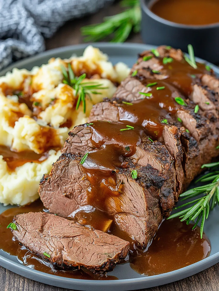 Ein Stück Fleisch mit Sauce auf einem Teller.