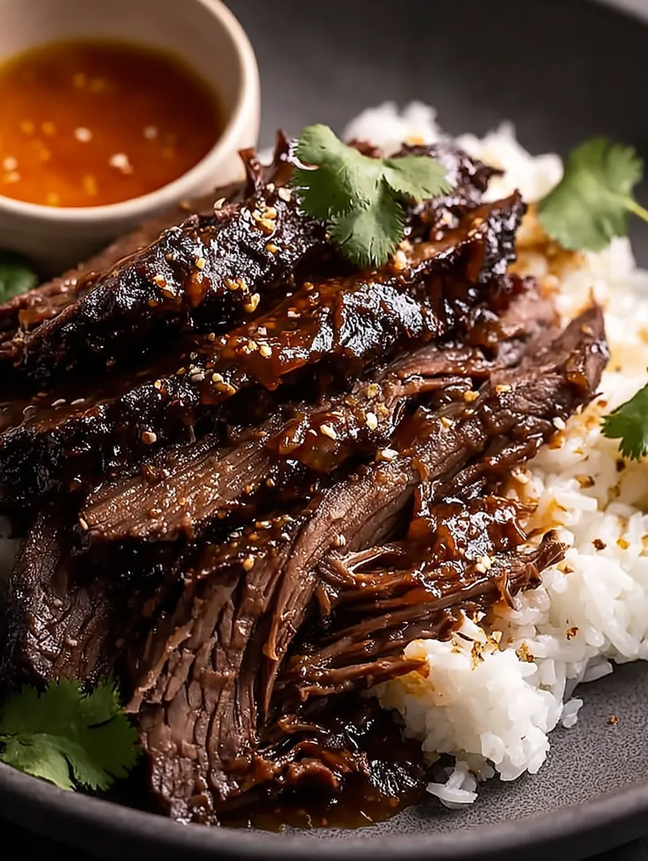 Rindersteak mit Sauce und garniert mit Zwiebeln.